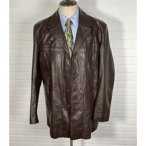 Unbranded Jacket Men 36 Brown Patina Leather‎ Classic Tailored 90s Vintage